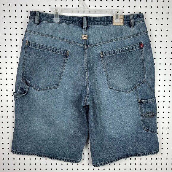 Ecko Unltd Carpenter Baggy Jean Shorts Sz 38 Light Wash Jorts Wide Leg Skate Y2K - Picture 1 of 8